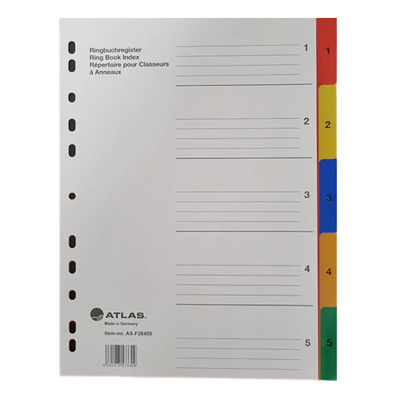 Atlas Divider 1-5 Plastic Colored with Numbers