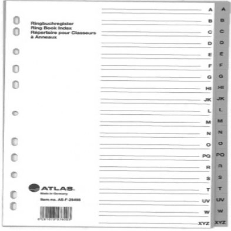 Atlas Divider A-Z Plastic Grey