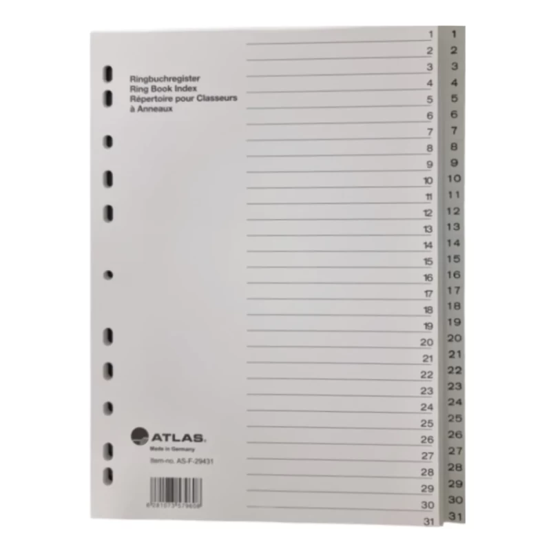 Atlas Divider 1-31 Plastic Grey