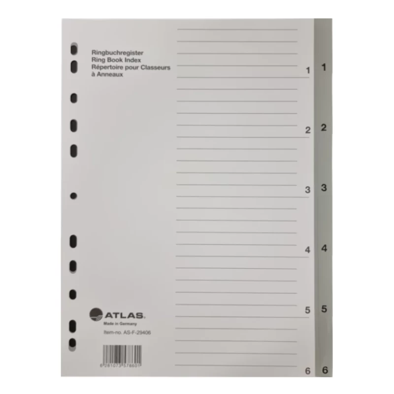 Atlas Divider 1-6 Plastic Grey