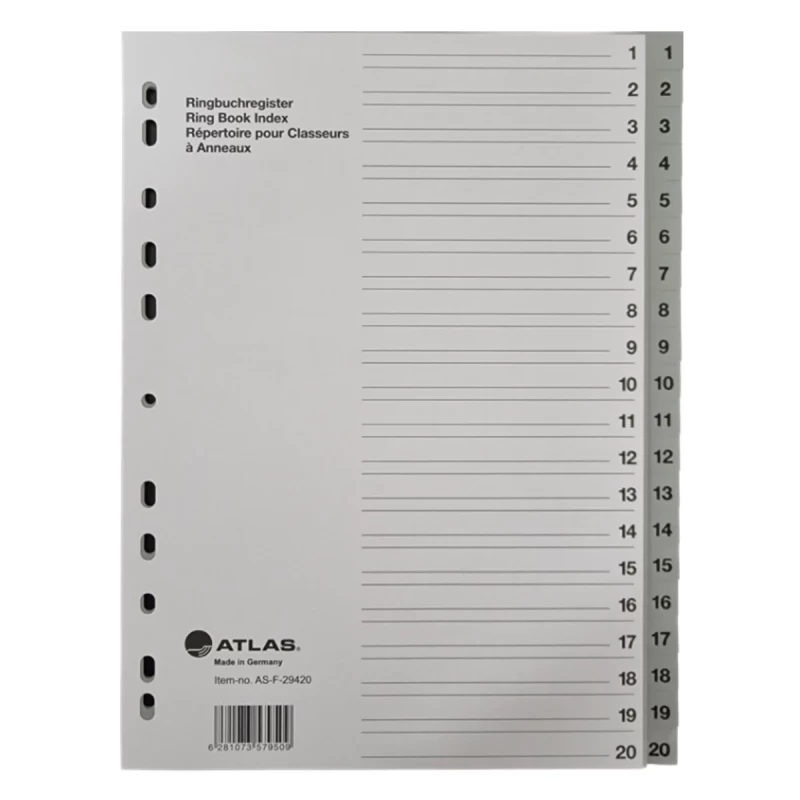 Atlas Divider 1-20 Plastic Grey