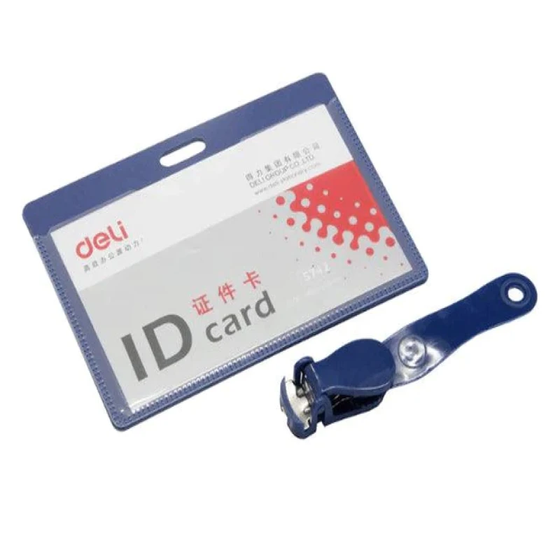 Deli PVC ID Pass with Clip, 50 Pcs Per Box, Blue