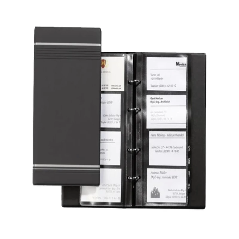 Durable Visifix Business Card Ring Binding For 200 Cards 25 X 14 cm 25 Pockets, Black
