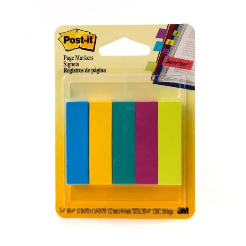 3M Post-It Page Markers Ultra Colors, 5 Pads-Pack, 100 Sheets-Pad- 670-5AU